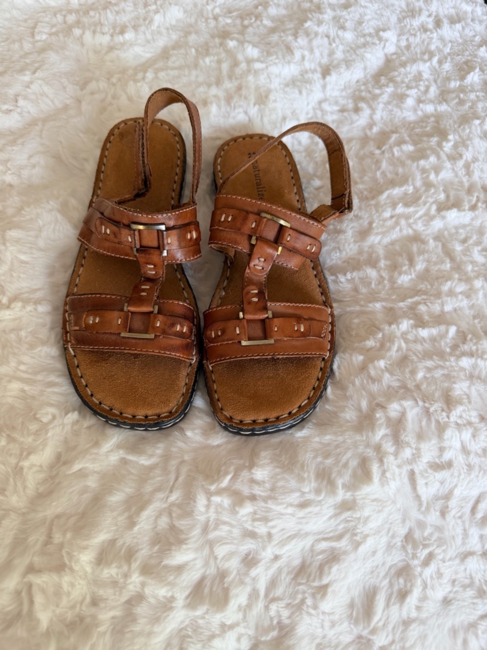 Naturalizer Brown Leather Slingback Sandals